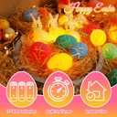 2 x Easter String Lights with 10 LED Bunny Cracked Egg - 8.2Ft Battery Powered Light with Timer Function - Fairy Spring Lighting for Indoor House Party Classroom Bedroom Rabbit Decorations - Clear Wire