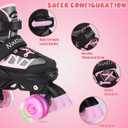 Nattork Kids Roller Skates for Boys Girls,4 Sizes Adjustable Roller Skates with Light up Wheels,Fun Rollerskates for Toddler Kids Beginners Indoor Outdoor, Medium
