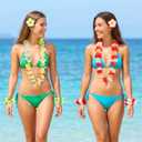 48 PCS Leis for Luau Party Decorations Hawaiian Leis Bulk Headbands Wristbands Flower Hair Clips for Tropical Beach Pool Summer Beach Vacations Party Favors for Birthday Wedding Graduation Decor