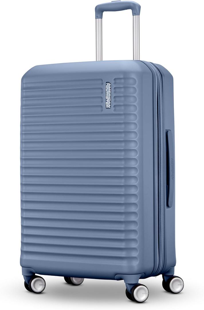 American Tourister Stratum 3.0 Medium 24-Inch Spinner, Airline Approved, Durable Hardside Luggage, Expands 1.5", RightHeight Adjustable Handle, Elemental Blue, Medium - Checked