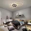 Modern LED Ceiling Light 106W Dimmable Acrylic Ceiling Lamp with Remote Control 6 Rings Circle Living Room Light Fixtures Ceiling Black Ceiling Chandelier Lighting for Bedroom Dining Room (5+1B01), Black 