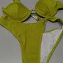 Fanuerg Women Underwire Triangle Bikini Spaghetti Strap Push Up Swimsuit Cheeky Two Piece Bathing Suit (Medium, Grass Green)