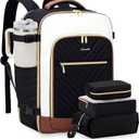 LOVEVOOK Large Travel Backpack for Women, TSA Carry on Backpack for Airplanes, 40L Personal Item Travel Bag for Women fits 17" Laptop,Waterproof Carry on Bag Airplane Approved with 3 Packing Cubes (Black - Beige - Brown)