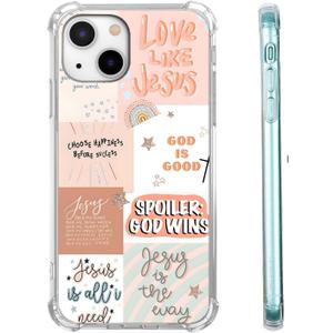 Boho Jesus Collage Case for iPhone 13 Mini,Christian Quote Bible Verse Pattern,Soft TPU Protective Cover Case Compatible with iPhone 13 Mini