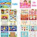 4 Pack DIY Montessori Busy Book for Toddlers, Montessori Quiet Book for Kids, Vehicle Life Skill Farm Dinosaur Preschool Learning Activities Learning & Education Toys