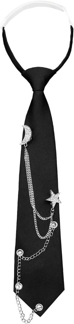 Clip on Neck Ties for Women Girls, Adjustable Pre-tied Womens Tie Solid Color Ladies Neckties for Party Prom School