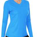 Boladeci Women's Swim Shirts Long Sleeve V Neck T Shirts UPF 50+ Sun Protection Quick Dry Rash Guard (Medium, Azure)