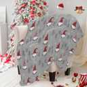 Christmas Throw Blanket Christmas Gnome Blanket Winter Holiday Snowflake Xmas Tree Throw Blankets Lightweight Soft Warm Cozy Bed Blanket for Couch Sofa 40x50 Inch, Grey