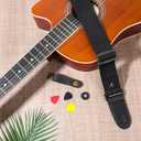 Acoustic Electric Guitar Straps, Bass Guitar Straps, Guitar Strap, Adjustable Leather Ends Woven Simple with Pick Pocket, Pads, Leather lanyard