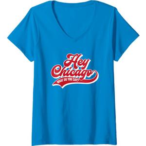 Womens Hey Chicago What Do You Say ? V-Neck T-Shirt XL