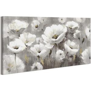 Flower Canvas Wall Art Decor, Floral Picture for Bedroom, 48x24 Inch