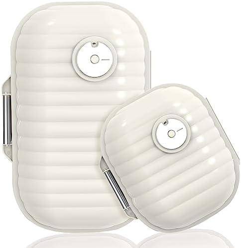 Travel Pill Organizer, 2 Pack Portable Pill Box 7 Day Small Pill Case Moisture Proof Daily Medicine Vitamin Container for Vitamins, Supplements Medication Tracker Travel Essentials (Small+ Large) (Milky)