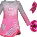 Zombies Girls Cheerleader Costumes Toddler Cheerleading Outfit Kids Movie Cosplay Dress up 3-12 Years (4-5 Years, Rose Dress With Accessories)