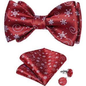 DiBanGu Christmas Bow Ties for Men Xmas Self-tied Bowties and Pocket Square Set Festival Woven Bowtie Handkerchief