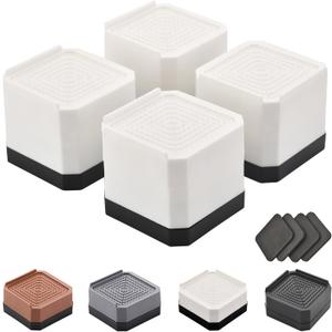 Bed Risers Furniture Risers Heavy-Duty Rectangular Adjustable Block Lift to 3 inches and 4.3 inches Desk, Sofa, Chair Legs, Refrigerator, Washing Machine Support up to 4000 pounds (2 layer(3inches), Square-white-4 Pack)