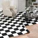 Oxdigi Peel and Stick Vinyl Flooring Roll 24"x 196"/ 32 Sq.Ft, Self Adhesive Vinyl Floor Tiles Black and White, Temporary Floor Stickers Waterproof for Living Room Bedroom Kitchen RV