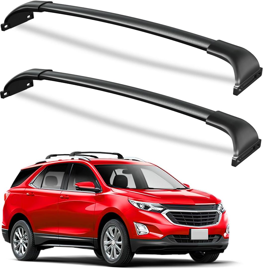 Wonderdriver 300lbs Roof Rack Cross Bars Compatible with Chevy Chevrolet Equinox 2018-2024 & GMC Terrain 2018-2024, Heavy Duty All-Metal Aluminum Roof Rails Crossbars Cargo Canoe Black Luggage