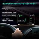 Car GPS Mobile Head Up Display Holder with HD Image Reflection for HUD, Smartphone, iPhone, Samsung, Car Navigation (Up to 6 Inches)