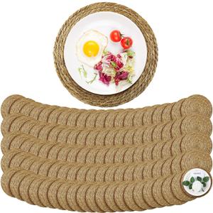 Colingmill 100 Sets 13 Inch Round Woven Placemats Bulk Farmhouse Boho