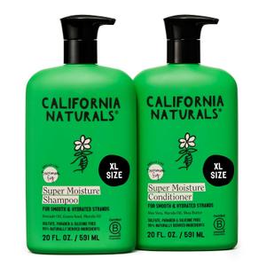 California Naturals Moisture Shampoo and Conditioner Set for Dry, Damaged Hair, Hair Care Bundle for Women and Men, Natural, Vegan, Cruelty, Silicone, Paraben, and Sulfate Free, Color Safe, 20 fl oz