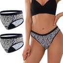 KARSWATT Washable Absorbent Incontinence Underwear for Women Leak Proof Postpartum Panties for Bladder Leaks 2 Pack (Large, Leopard A)