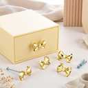 3 x Novabright 6 Pcs Bow Dresser Knobs Gold Brass Bow Drawer Knobs Gold Cabinet Handles Metal Vintage Bowknot Drawer Pulls Decorative for Home Kitchen Dresser Cabinets Hardware Cupboard Door Wardrobe