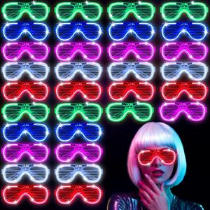 32 PCS LED Glow Glasses, Glow in The Dark Party Supplies for Kids Adults, Light Up Glasses for Rave Neon Party, Birthday, Wedding, Carnival, New Year