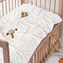 2 x Luxury 3D Jacquard Baby Blanket, Flannel Fleece Nursery Blanket with Grid Pattern, 30 x 40 Inch Soft Throw for Infants & Toddlers (Ivory Cream)