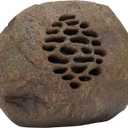 Alpine Corporation 9" Tall Solar Bluetooth Rock Speaker, Weather-Resistant High Fidelity Outdoor Audio System with 50 Foot Range, Brown - Set of 2