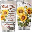 Thank You Gift for Teacher or Mentor, 20oz Sunflower Stainless Steel Tumbler with Inspirational Quote, Vacuum Insulated Appreciation Travel Mug for Women, Coworkers, Friends