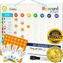 QUOKKA Magnetic Behavior Chore Chart for Kids at Home - Gift Reward Visual Schedule Chart - Dry and Erase Routine and Responsibility - Use 48 Magnets & 49 Stars - from Toddlers to Teens (1. Original)