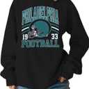 MNLYBABY Football Sweatshirt Women Game Day Sweatshirts Football Team Fans Pullover Long Sleeve Crew Neck Tops (Black, M)