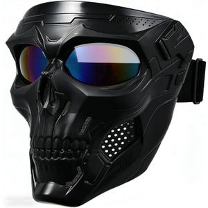 Airsoft Mask Full Face with HD Goggle Skull Skeleton Paintball Mask for Halloween Cosplay Paintball Game Props Party Tactical Mask, S