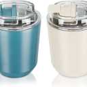 Puraville 2 Pack Insulated Tumblers with Lid, 10 oz Travel Coffee Mug Stainless Steel Vacuum Cup, Leak Proof Double Walled Coffee Tumbler for Iced and Hot Drinks, Peacock Blue and Cream