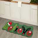 Cute Believe Christmas Bathroom Rugs Bath Mat Non Slip Washable, Green Grinch Reindeer Fun Xmas 2x3 Throw Area Rugs for Kitchen Entryway Bedroom, Holiday Winter Festive Seasonal Indoor Door Mat