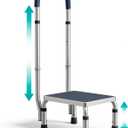 Pelegon Adjustable Step Stool with Handle for Elderly (300LB Capacity)  Bedside Safety Step for High Beds, Height Adjustable Platform & Handle, Non-Slip Stable Frame, Easy Assembly