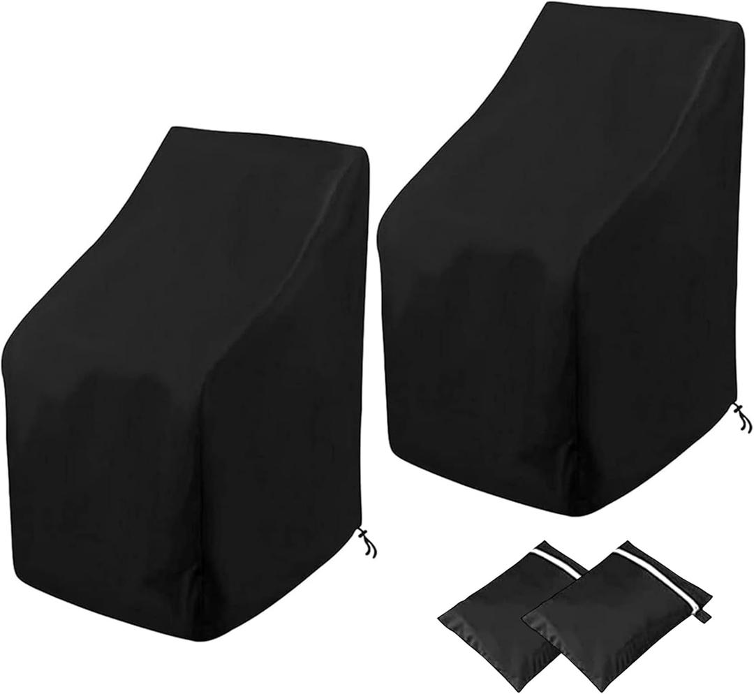 Waterproof Stackable Chair Covers, Uranshin Outdoor Patio Furniture Covers Stacked Chairs 210D Oxford Lounge Chair Covers Outdoor Stack Chairs for All Weather Protection (25"L x 25"W x 47H (2PCS))