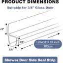 Frameless Shower Door Seal Set for 3/8 Inch Glass Doors - 2-Pack Bottom Seal and 2-Pack Side Stop Shower Leaks and Create a Water Barrier (3/8 x 39)