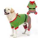 Mihachi Christmas Dog Pajamas, Pet Costume Elf Dog Costume Clothes for Small Large Soft Pet Pjs Winter Warm Jammies Dog Sweater, Stretchy Elf Clown Apparel for Puppy Christmas Party Supplies, Green XL