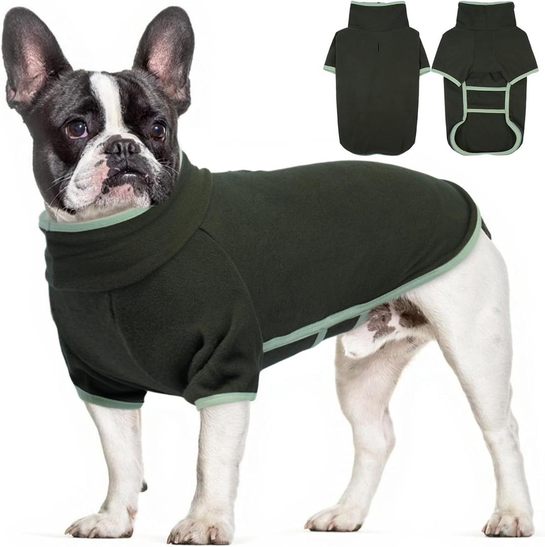 Dog Warm Sweater,Turtleneck Pet Fleece Sweaters,Stretchy Comfortable Sweater for Puppy,Doggy Sweatshirt with Sleeves Soft Pullover Sweatshirt L ArmyGreen