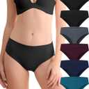 Womens Underwear Seamless Hipster Panties - No Show Low Rise Soft Stretch Bikini 6-Pack (S)