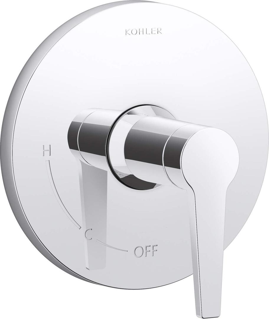 KOHLER TS74042-4-CP Pitch Rite-Temp Valve Trim, Shower Trim Faceplate with Lever Handle, Trim Only, Requires Valve, Polished Chrome (144.27 cubic inches)