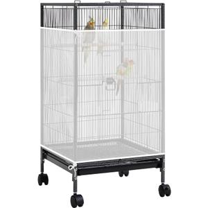 Large Bird Cage Seed Catcher, 31 x 118 inches Adjustable Large Bird Cage Cover Elastic Band Mesh Cages Cover Skirt Nylon Mesh for Parakeet Parrot Cages