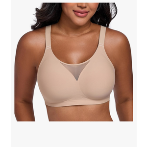 Wireless Bras for Women No Underwire Full Coverage Seamless Jelly Bralette Breathable Mesh T-Shirt Bra, Medium