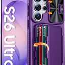 Vizvera for Samsung Galaxy S26 Ultra Case Wallet RFID [Cards Holder][Camera Cover][Edge Raised] Full Body Rugged Shockproof Silicone Phone Case for Galaxy S26 Ultra 6.9" 2026,Purple