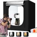 Photo Light Box 28x28 Inch for Photography, 3 Color 10-Level Adjustable Photo Box with Soft Light Cloth Professional Photo Background Shooting Tents White Light, Soft Light, Warm Light