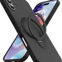 Magnetic Stand for iPhone 17 Case, Liquid Silicone, [Compatible with MagSafe][Built-in Kickstand&Ring Holder] Anti-Scratch Soft Microfiber Lining, Black
