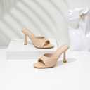 Mostrin Kitten Heels for Women Round Toe Heels With Bow Vintage Mules Sexy Slip on Stiletto Backless Sandals for Party Daily, Size 11