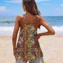 SUNAELIA Chiffon Cami V Neck Tank Tops for Women Loose Fit Flowy Spaghetti Strap Camisole Summer Casual Sleeveless Shirts (Large, Multicolor 721)