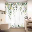 LIGHTINHOME Sage Green Shower Curtain 72Wx72H Inches, Watercolor Eucalyptus Leaves Summer Bathroom Curtains, Botanical Plants Earthy Waterproof Fabric Shower Curtains for Bathroom Decor with Hooks